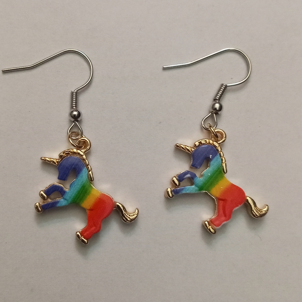 New unicorn rainbow pride earrings Handmade